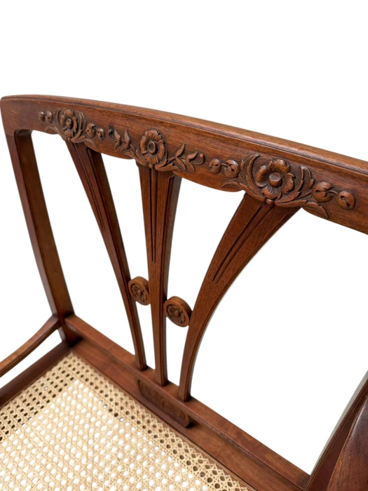 Art Nouveau Armchair with Wicker Seat by H.P. Mutters & Zoon, 1900s